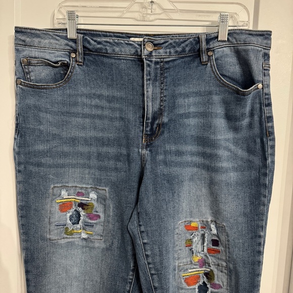 EST. 1946 Denim Patchwork Colurful Stitching Fun Women's Jeans Size14 High Rise - Picture 8 of 10